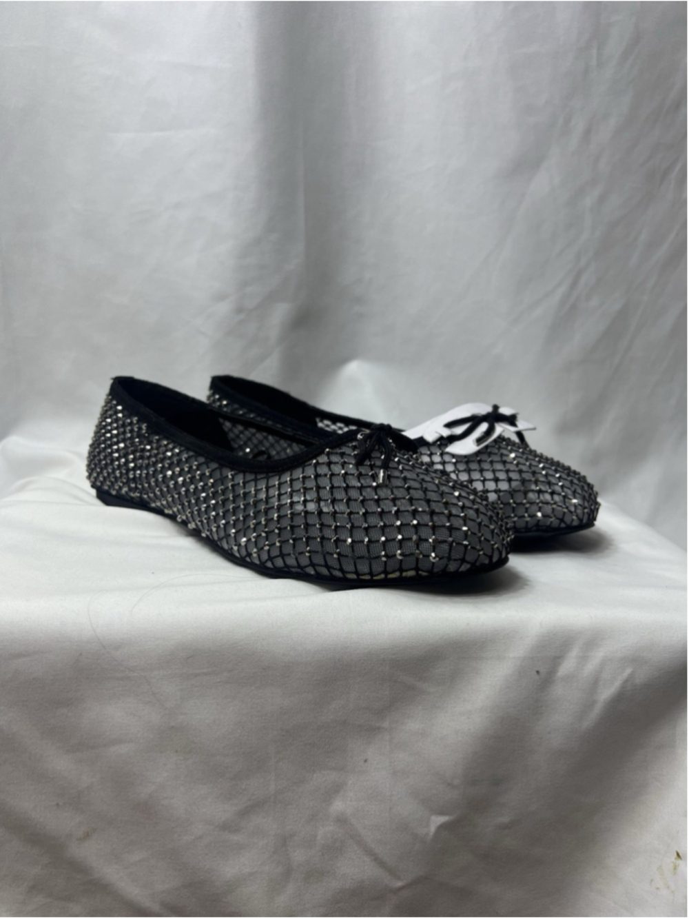 Torrid Women’s Black Embellished Mesh Ballet Flat 10.5WW Casual Party Festive
